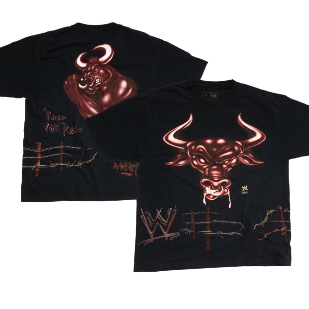 WWE x Travis Scott “The Rock” Black and Red Bull Graphic Tee